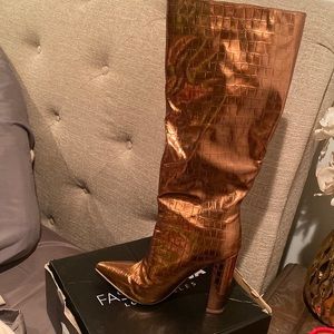 Fashion Nova Metallic Knee high boots